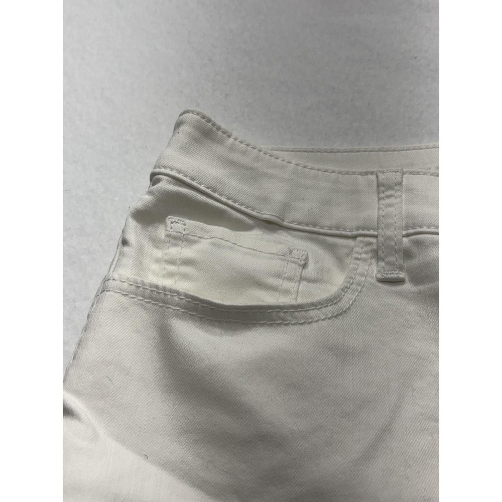 Chico's Womens 6 White Paisley Stretch Girlfriend Slim Ankle Jeans Raw Hem NEW - Picture 4 of 16